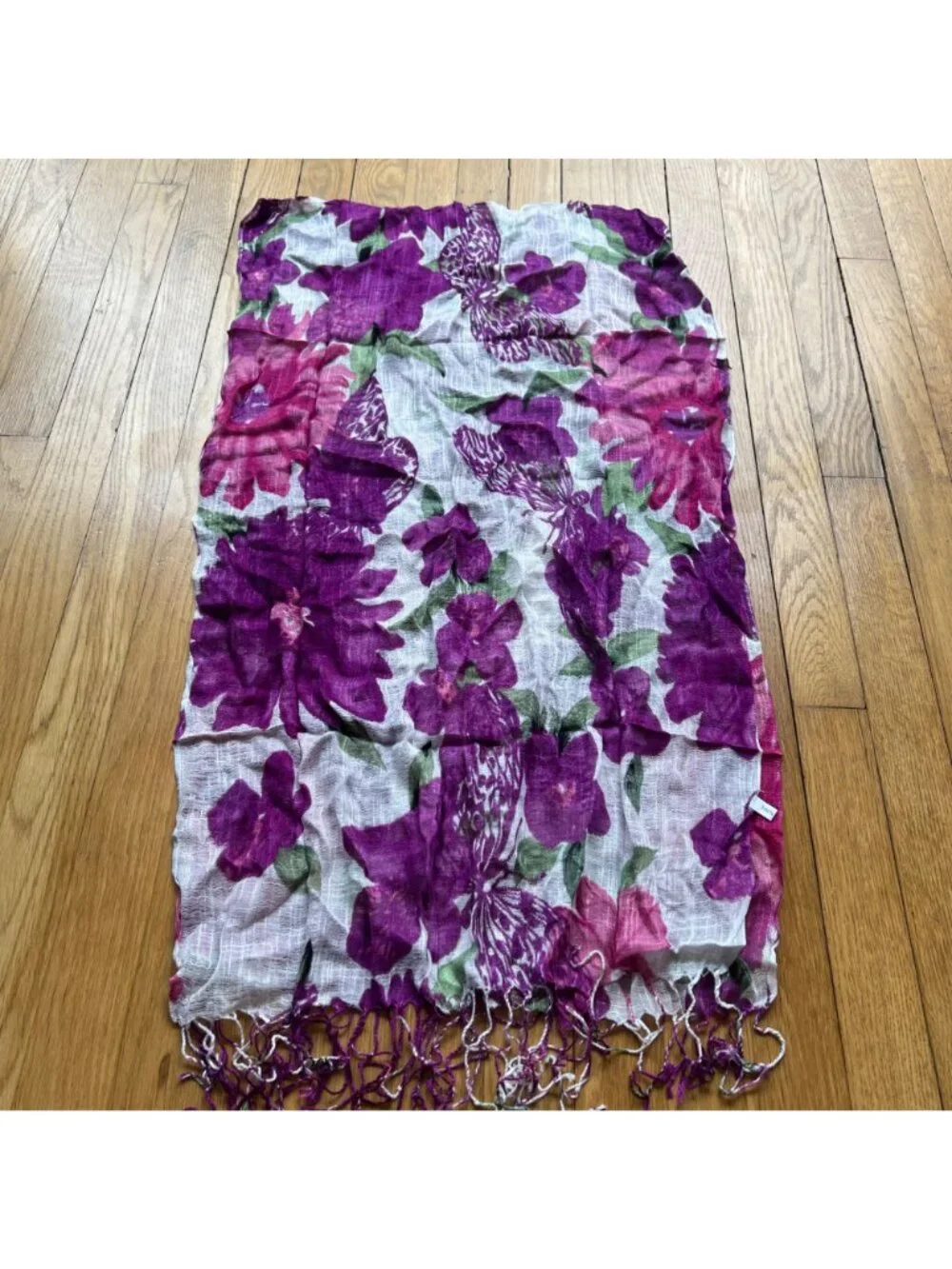 Purple Floral 100% Linen Size 70